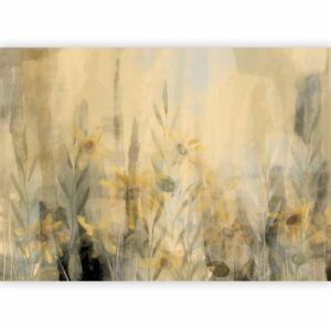 Fotobehang - A touch of summer - floral motif with a meadow full of yellow flowers and grasses