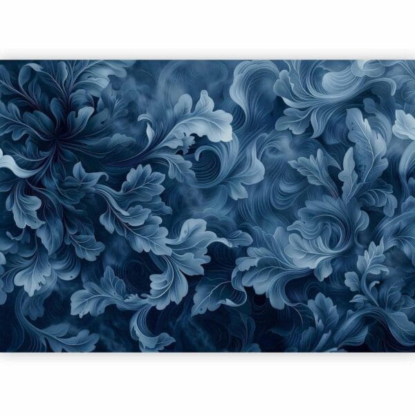 Fotobehang - Abstract Ornaments: Dark Blue Victorian Leaves