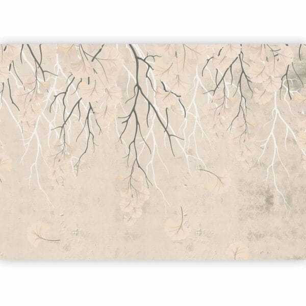 Fotobehang - Abstract falling leaves - subtle nature motif with branches