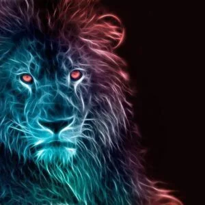 Fotobehang - Abstract lion - rainbow