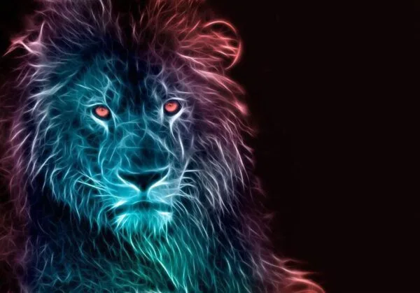 Fotobehang - Abstract lion - rainbow