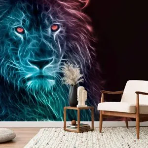 Fotobehang - Abstract lion - rainbow