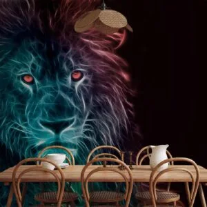 Fotobehang - Abstract lion - rainbow