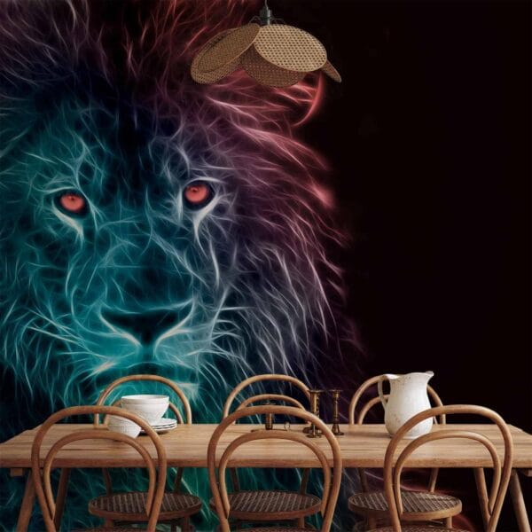 Fotobehang - Abstract lion - rainbow