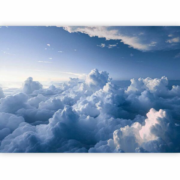Fotobehang - Aerial Landscapes: Rays Lighting Up Fluffy Cloud Formations