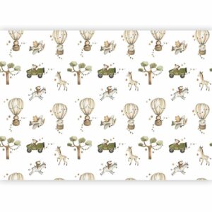 Fotobehang - Africa for Toddler - Animals on Savannah in Watercolour Technique