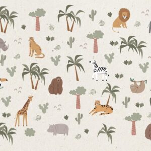 Fotobehang - African Composition - Animals for the Children's Room on a Paper Background