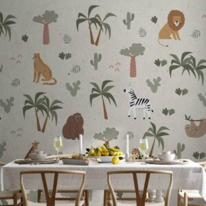 Fotobehang - African Composition - Animals for the Children's Room on a Paper Background