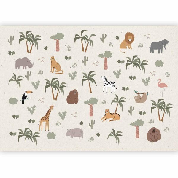 Fotobehang - African Composition - Animals for the Children's Room on a Paper Background