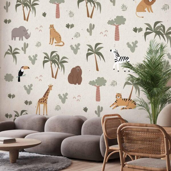 Fotobehang - African Composition - Animals for the Children's Room on a Paper Background