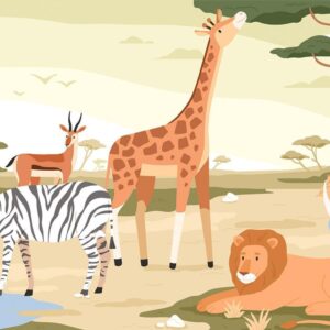 Fotobehang - Animals From Jungle Vector Illustration