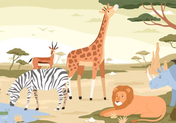 Fotobehang - Animals From Jungle Vector Illustration