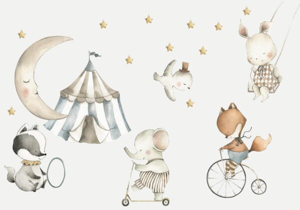 Fotobehang - Animals for Children (Watercolour)