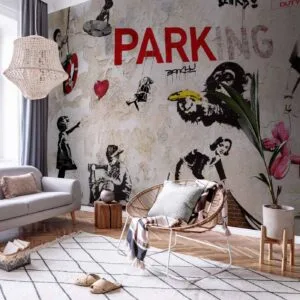 Fotobehang - [Banksy] Graffiti Collage