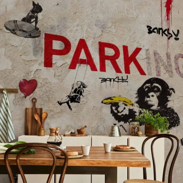 Fotobehang - [Banksy] Graffiti Collage