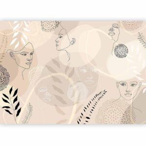 Fotobehang - Beige Line Art