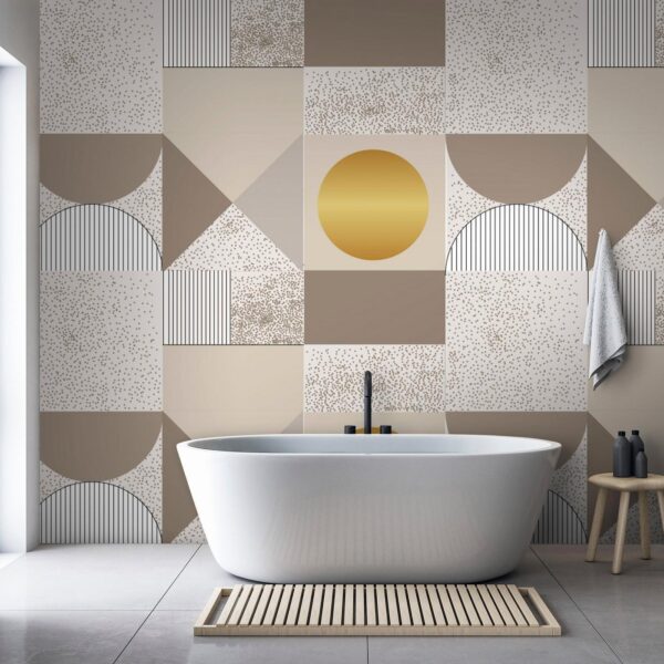 Fotobehang - Beige and Gold Geometric Pattern