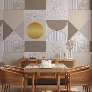 Fotobehang - Beige and Gold Geometric Pattern