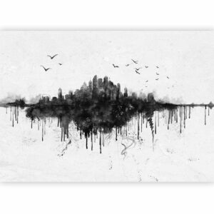 Fotobehang - Big city - abstract city skyline in black watercolour style