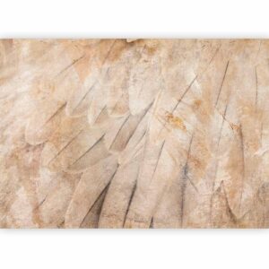 Fotobehang - Bird's wings - minimalist close-up on beige feathers with pattern