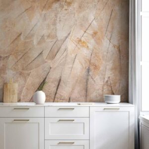 Fotobehang - Bird's wings - minimalist close-up on beige feathers with pattern