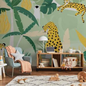 Fotobehang - Cheetahs in the jungle - landscape with animals in the tropics for children