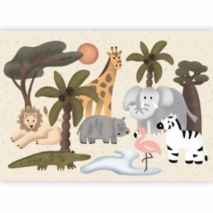 Fotobehang - Children's Africa - Animals With Simple Shapes