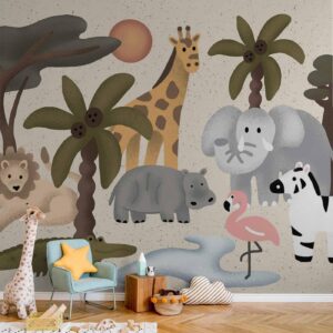 Fotobehang - Children's Africa - Animals With Simple Shapes