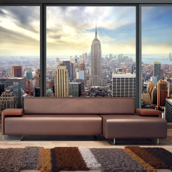 Fotobehang - City behind glass