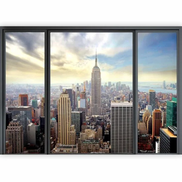 Fotobehang - City behind glass