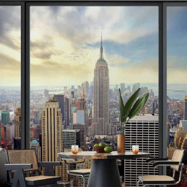 Fotobehang - City behind glass