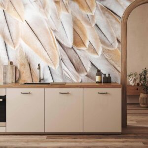 Fotobehang - Close-up of bird's wings - uniform close-up on beige bird feathers