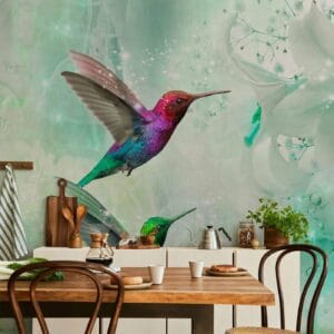 Fotobehang - Colourful Hummingbirds (Green)