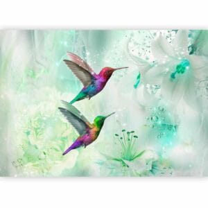 Fotobehang - Colourful Hummingbirds (Green)