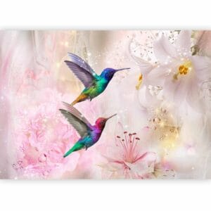 Fotobehang - Colourful Hummingbirds (Pink)