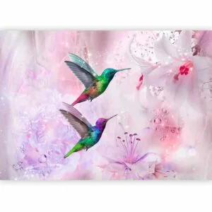 Fotobehang - Colourful Hummingbirds (Purple)