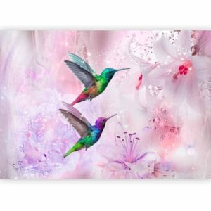 Fotobehang - Colourful Hummingbirds (Purple)