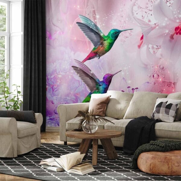Fotobehang - Colourful Hummingbirds (Purple)