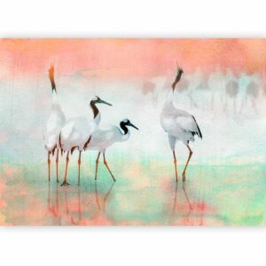 Fotobehang - Cranes in Pastels