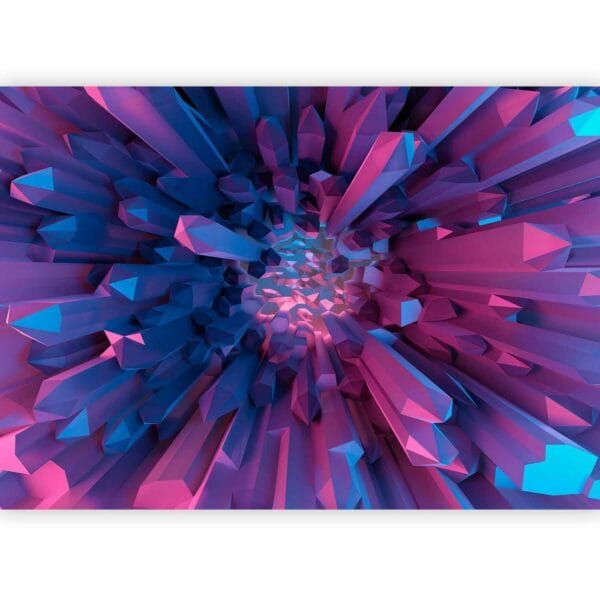 Fotobehang - Crystal - geometric fantasy with 3D elements in purple tones