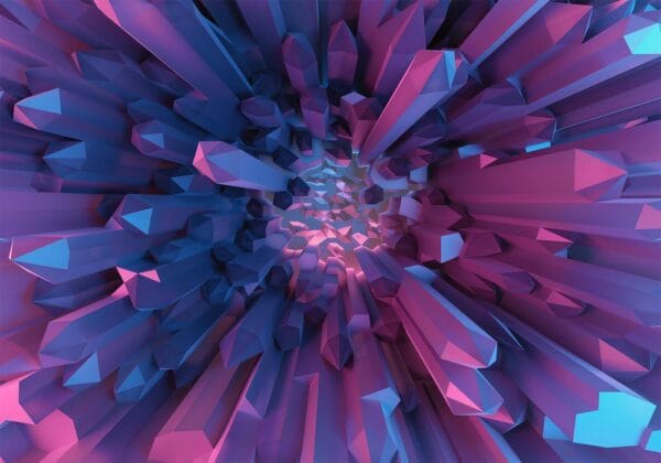 Fotobehang - Crystal - geometric fantasy with 3D elements in purple tones