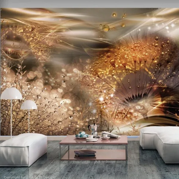 Fotobehang - Dandelions' World (Gold)