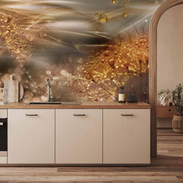 Fotobehang - Dandelions' World (Gold)