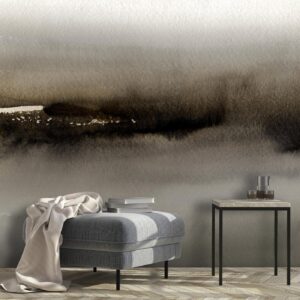 Fotobehang - Diuna - abstract modern painting in grey with black pattern