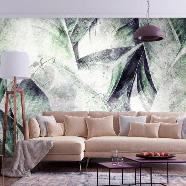 Fotobehang - Eclectic jungle - plant motif with exotic leaves with texture