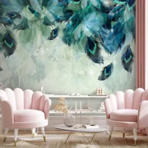Fotobehang - Emerald Feathers