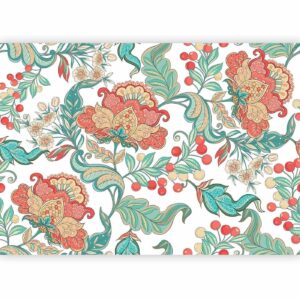 Fotobehang - Ethnic vegetation - plant motif with ornaments in coloured flowers