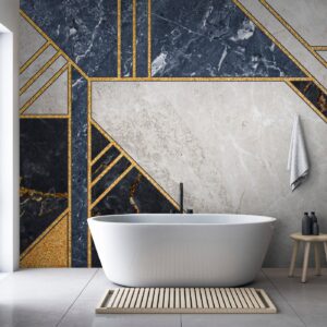 Fotobehang - Expressive Pattern in Gold and Garnet