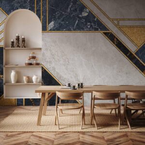 Fotobehang - Expressive Pattern in Gold and Garnet