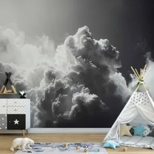 Fotobehang - Extraordinary Phenomenon: The Sun Illuminating Dark Clouds
